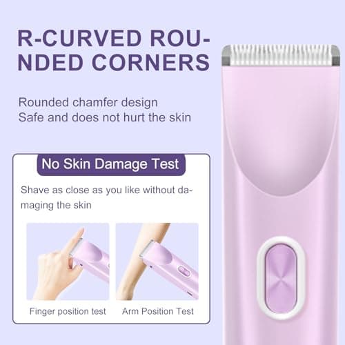 Bikini Trimmer for Women,2 in 1 Dual Head Bikini Shaver,Waterproof & Painless Electric Razors for Pubic Hair(Purple) - Thumbnail 3