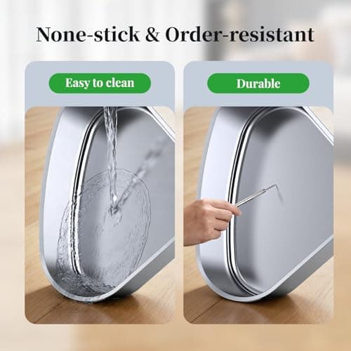 Chumajor XXL Stainless Steel Corner Cat Litter Box with Lid, Enclosed Hidden Plant Litter Box with Artificial Plant, Easy-Clean Covered Decorative Litter Box for Large Cats, White - Thumbnail 4