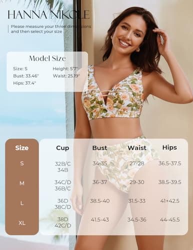 Hanna Nikole Womens Bathing Suits Tummy Control High Waisted Bikini Sets Full Coverage Swimsuits Push Up Swimwear Sexy Beach Outfits Yellow Leopard - Thumbnail 6