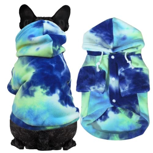 Mklhgty Tie Dye Dog Hoodie, Winter Coat for Small Dogs - Ultra-Soft Adjustable Warm Hood, Breathable Comfort Fabric for Daily Use - Thumbnail 3