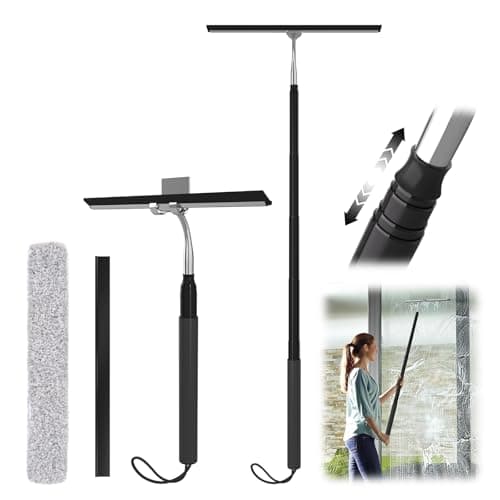 Shower Squeegee with Long Handle, 15-51" Telescopic Squeegee for Window Cleaning, Shower Squeegee for Glass Doors, Extendable Window Cleaner Tool for Tile Walls, Sliding Door, Floor, Car Windshield