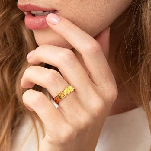 MHWTTY Gold Fidget Ring Women- Dragon Scales Wedding Band for Anxiety Men Spinner Stainless Steel Promise Engagement Size 8 - Thumbnail 3