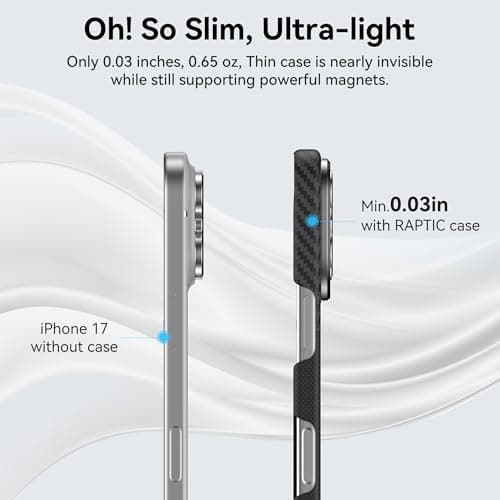 RAPTIC 2025 for iPhone 17 Pro Max 6.9 inch, Compatible with MagSafe, Non-Slip & Ultra Slim Light Case for 17 Pro Max with Caseless Feeling, 1500D Aramid Fiber Textures, [Tactile Woven-Mondrian] - Thumbnail 5