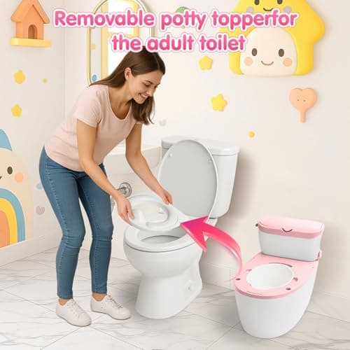 3-in-1 Toddler Potty Training Toilet - Realistic Toddler Toilet with Flushing Sound & Paper Holder | Removal Potty Training Seat | Kids Potty as Stool for Boys and Girls - Thumbnail 3