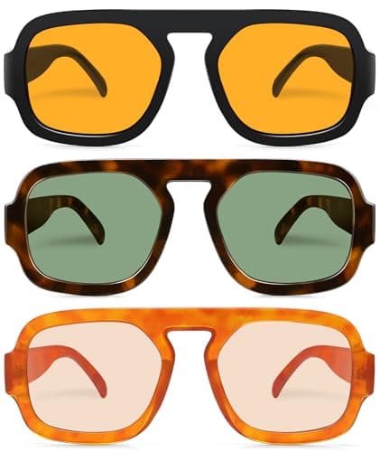 YMRFW Retro Square Aviator Sunglasses for Women Men 70s Vintage style Shades Trendy Flat Top UV Protection Sun Glasses - Image 1