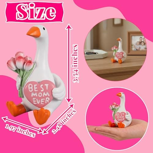 MAYIPLAY Mini Desk Goose Mom Birthday Gifts Best Mom Ever Gifts for Grandma Mother-in-Law, 3.5" Desktop Gooses Home Office Shelf Decor - Thumbnail 6