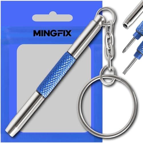 Eyeglass Keychain Screwdriver Repair Kit,MINGFIX 3 in 1 Eye Glasses Tightening Tools Set with Small Phillips,Flathead,Nut Driver Bit for Sunglasses,Eyeglasses and Others - Image 1