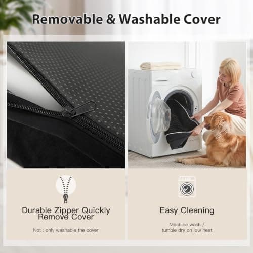 LEXTRO XXL Waterproof Orthopedic Dog Bed for Crate Mat, 44x32 Extra Large Dog Bed Washable with Removable Washable Cover, Comfortable Dogs Pad for Large Size Dogs, Black - Thumbnail 3