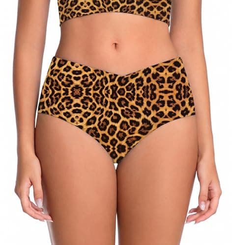 COCOPEAR V Cut Mid Rise Bikini Bottoms for Women Cross Front Bathing Suit Bottoms for Women Floral 2571 M - Image 1