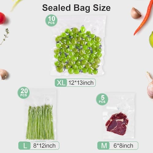 JEETEE Compact Vacuum Sealer for Food, 60KPa Strong Suction Handheld Portable Sealer with 35 Reusable BPA-Free Bags, USB Rechargeable Machine for Fridge, Kitchen, RV, Camping and Sous Vide, White - Thumbnail 6