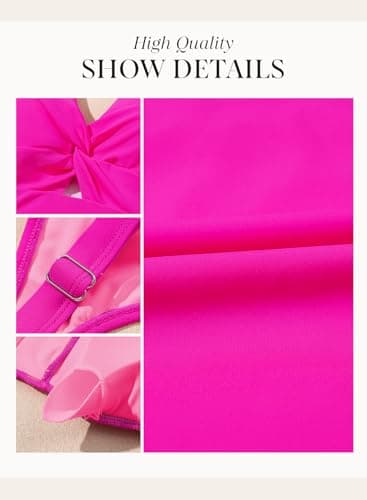 Dokotoo Modest Swimsuits for Women's Bathing Suit Adjustable 2026 Swim Top Knot Twisted Front Bathing Suits Push Up Swimsuit Skirts with Bottoms Trending,Bright Pink Small - Thumbnail 5