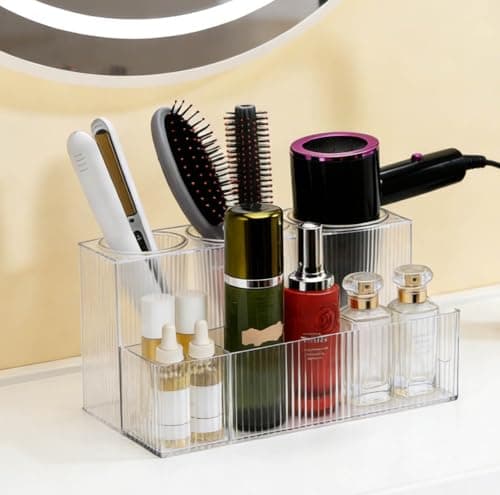 Glowspire Clear Hair Tool Organizer, Hot Tools Organizer, Hair Dryer, Blow Dryer, Curling Iron, Flat Iron, Hair Straightener Holder, toothbrush holders, Ideal for Makeup Vanity and Bathroom Storage - Thumbnail 2