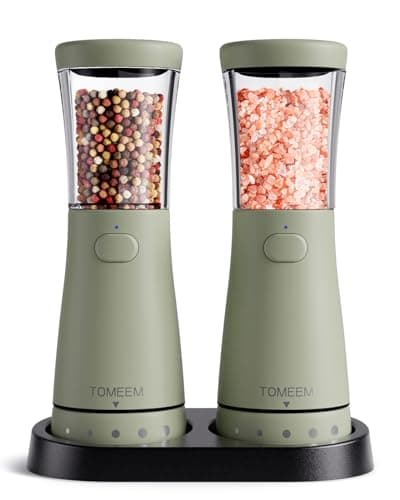 Electric Salt and Pepper Grinder Set with Storage Base, Stainless Steel Rechargeable Salt and Pepper Grinder Set with 4.5 oz Large Capacity, 1.8" Wide Mouth, Adjustable Coarseness, Ideal for Kitchen - Image 1