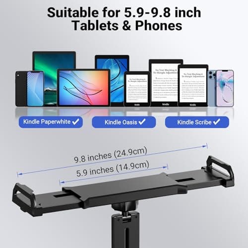 Tablet Holder Mount for Kindle Reading in Airplane or Table with Page Turner Remote, Travel Essential Handsfree Tablet Stand for Flying, Wireless Page Turner and Holder Arm Fits 5.9″–9.8″ Devices - Thumbnail 4