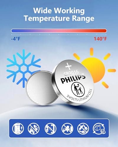 Philips CR2016 3V Lithium Button Cell Batteries, 20 Pack, 10 Year Shelf Life, Child Resistant Packaging, Stable Discharge for Key Fob, Car Remote & Small Electronics - Thumbnail 6