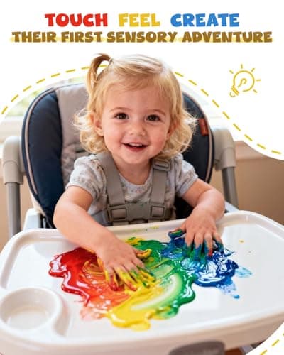 JUPITEARTH 6 Colors (4.06oz) Washable Tempera Paint Set, Finger Paint Kit for Kids and Toddlers, Safe and Non Toxic, Included Brush, Cups, Art Apron - Thumbnail 4