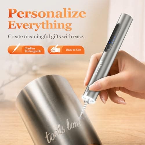 ABITAKE Engraving Pen with LED Light,HollowCup Motor,Cordless USB Rechargeable Rotary Tool for Metal,Wood,Glass and Plastic,DIY Engraving Kit with 30 Bits,Silver - Thumbnail 2