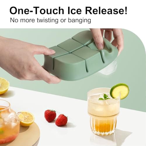 Tvmania Ice Cube Tray 2 Pack - Stackable Large Silicone Ice Cube Freezer Molds & Easy Release Square Ice Cube Maker with Removable Lid BPA Free for Cocktail,Whiskey - Thumbnail 4