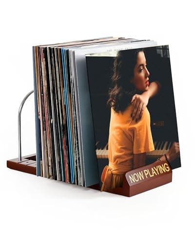 Vosturdy Vinyl Record Storage, 50 LPs Now Playing Record Holder, Wood Vinyl Album Storage Rack for LP Records/Magazines/Music Lovers - Image 1