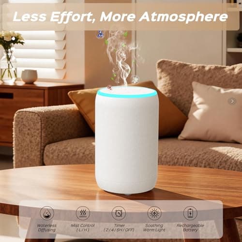 Portable Waterless Essential Oil Diffuser Starter Kit with 7 Lights for Home Car and Office, Compact Scent Diffusers Includes 2 x 20mL Hotel Scent Oils, A Gift Idea for Parents and Friends - Thumbnail 2