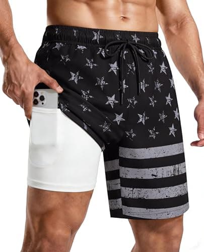 CoozySphere Men's 7 Inch Swim Trunks Quick Dry Board Shorts Swimsuit Swimwear Bathing Suit with Compression Liner S - Image 1