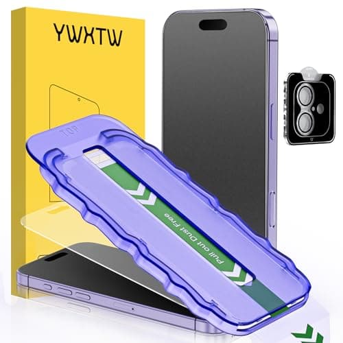 YWXTW 2 Pack for iPhone 17 Matte Screen Protector 6.3 Inch + 1 Set Camera Lens Protector, [1S Pull-Out] Anti Glare Anti Fingerprint 17 Glass Screen Protector, Bubble Free, Smooth as Silk - Image 1
