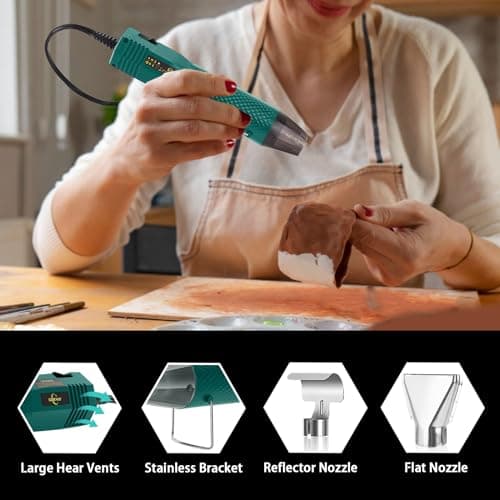 350W Heat Gun 2-Temp 392°F/662°F Hot Air Gun for Crafts & Shrink Tubing - Thumbnail 2