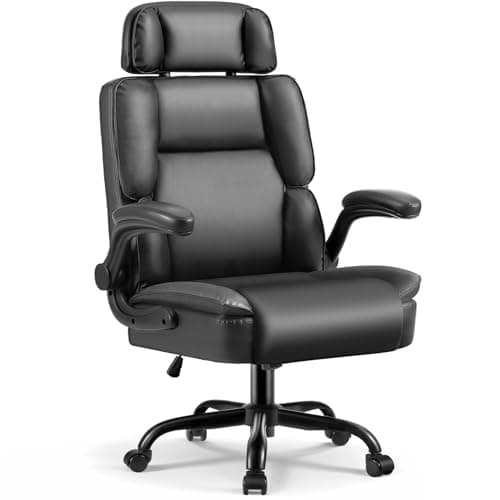 janiry Comfortable Office Chair,Executive Leather Computer Chair with Lumbar Support,Adjustable Height & Armrests,Black - Image 1