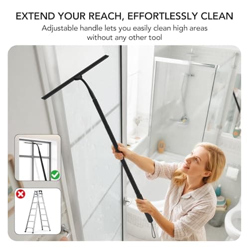 Shower Squeegee for Glass Doors, Telescopic Squeegee for Window Cleaning - Thumbnail 3