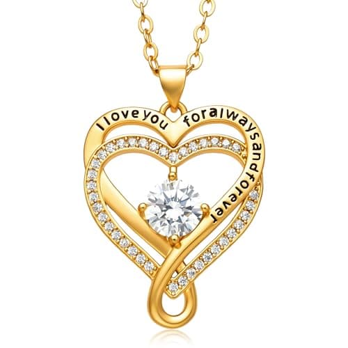 Caelishel 14K Gold Plated Heart Necklace for Women, Dainty Cubic Zirconia Pendant Necklace, Hypoallergenic Necklace(Gold) - Image 1