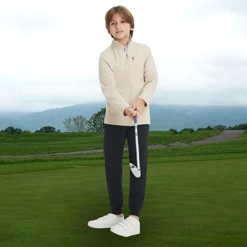 M MAELREG Boys Hiking Pants with Pockets Youth Dry Fit Casual Soft Kid Tapered Leg Sweatpants Uniform Pants for Boy Black - Thumbnail 3