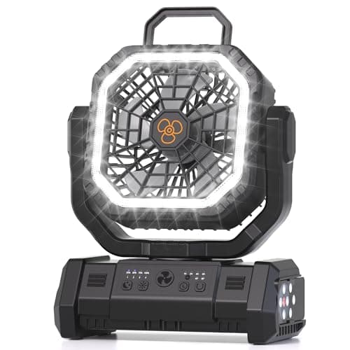 Portable Fan Rechargeable, 20000mAh Cordless Battery Powered Camping Fan with LED Light & Remote, 4 Speeds Wind, Timer, USB C, Hanging Hook, Oscillating Fans for Travel Tent, Camping Essentials - Image 1