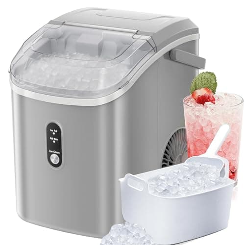 Antarctic Star Countertop Ice Maker with Soft Chewable Pellet Ice, 34lbs/24Hrs, One-Click Operation, Self-Cleaning Portable Peddle Ice Machine with Ice Scoop for Kitchen,Office,Bar,RV (Grey) - Image 1