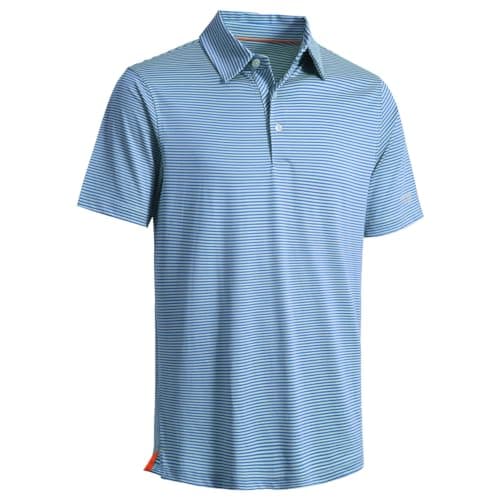 Mens Golf Shirts Moisture Wicking Dry Fit Short Sleeve Performance Sport Stripe Golf Polo Shirts for Men - Image 1