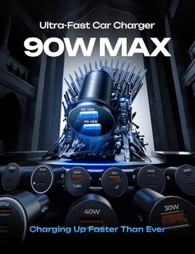 LISEN 90W USB C Car Charger Fast Charging for iPhone 17 Car Charger USB C Fast Charge, Type C Car Charger for iPhone 17 Pro Max 16 15 14 13 12 11, for Samsung Galaxy S26 S25 S24 [Lighning&USB-C] - Thumbnail 2