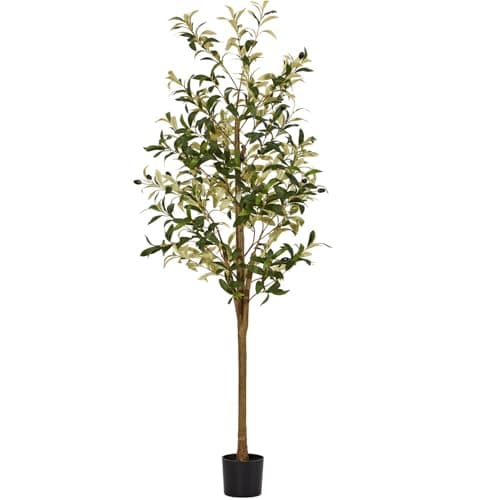 5ft Artificial Olive Trees Indoor, Faux Olive Tree 5 Feet Fake Plants with Realistic Leaves Olive Silk Tree Home Bedroom Housewarming Gifts - Image 1