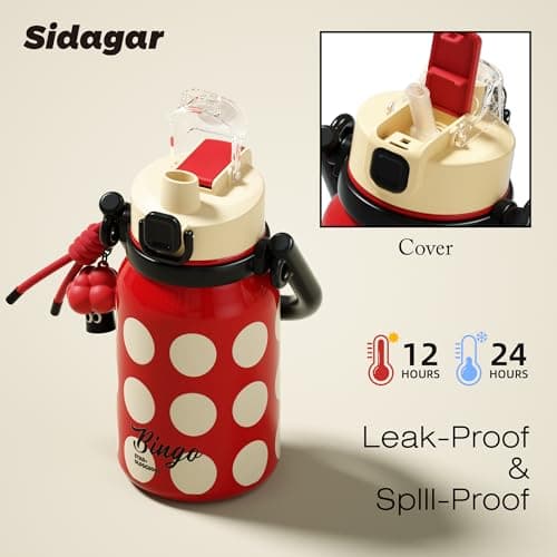 Sidagar 32 oz Insulated Water Bottle for Women with Straw & Handle, 316L Medical Grade Stainless Steel Vacuum Tumbler, Leakproof Aesthetic Fashion Gift for Her, Mom, Beach Vacation Essentials, RoseRed - Thumbnail 3