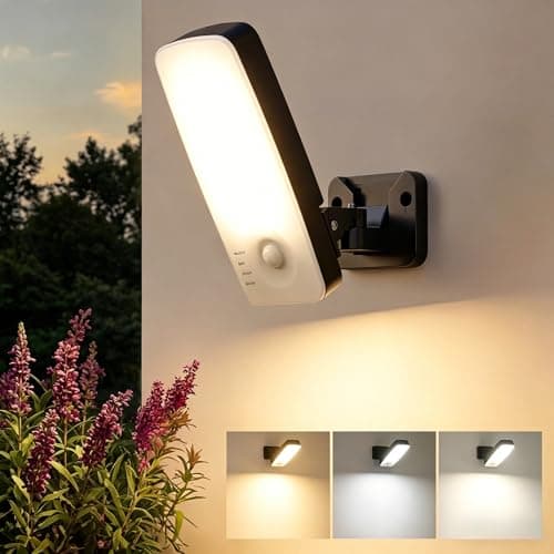 ROVEXO Wireless Motion Sensor Outdoor Light, 10000mAh Rechargeable Battery Wall Light,3-Mode,3CCT Dimmable, Outdoor Security Light with Remote, IP65 Waterproof for Yard Garage Pathway,Fences(1PK) - Image 1