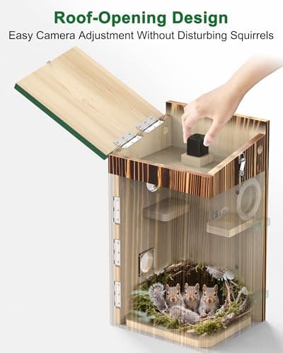 KinetCam Smart Squirrel Box with Camera,Predator-Proof,2K HD Wi-Fi Pet Watching Cam for Squirrel House, Auto Detect & Notify, Night Vision, APP Control, Squirrels Houses for Outside Nesting - Thumbnail 2