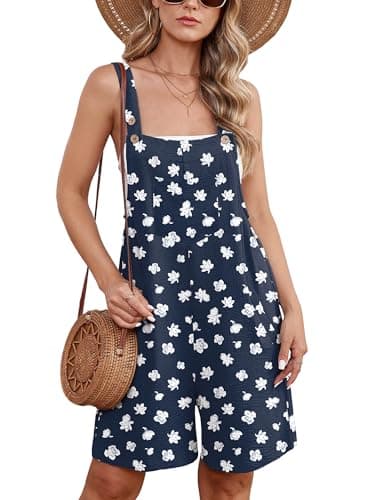 Moodclo Jumpsuits For Women Flower Bud Small Summer Short Overalls Casual Sleeveless Adjustable Loose Women's Rompers with Pockets 2026 - Image 1