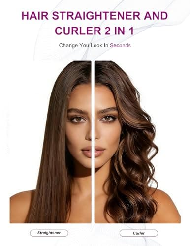 LANDOT 2-in-1 Hair Straightener Curling Iron - Twist Floating Plates for Curl & Straight, Anti-Frizz & Tangle-Free, Dual Voltage Adjustable Temp 250-450°F for All Hair Types - Thumbnail 2