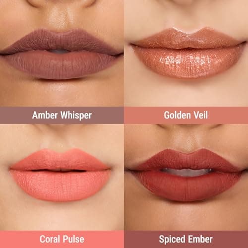 exmiloo Mini Lip Tint Stain Set - 4 Colors Liquid Lip Stain Kit for Matte & Glossy Finish, Multi-use Lip and Cheek Tint Set, Vegan & Cruelty-Free - Thumbnail 2