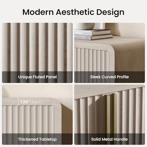 ModernMate 43" Tall Shoe Cabinet, Shoe Storage Cabinet for Up to 20 Pairs, Modern Fluted Shoe Organizer with Adjustable Shelves & Curved Profile, Wood Entryway Cabinet for Hallway, Apartment, Closet - Thumbnail 5