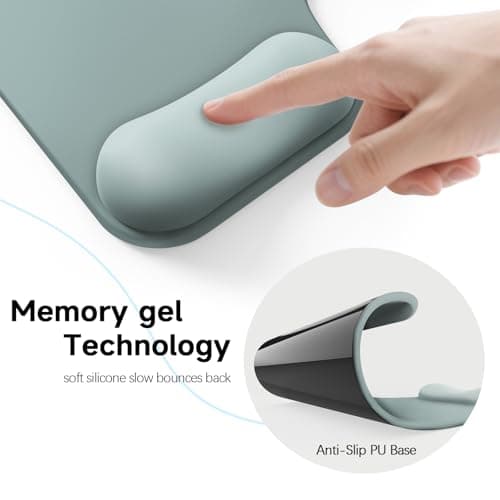 Mcapirivo Ergonomic Mouse Pad with Gel Wrist Rest (1"& 1.2" Dual Height) - Cyan Mouse Pads Compact Mousepad Desk Mat Office, Gaming & Carpal Tunnel Relief | Non-Slip Rubber Base - Thumbnail 4