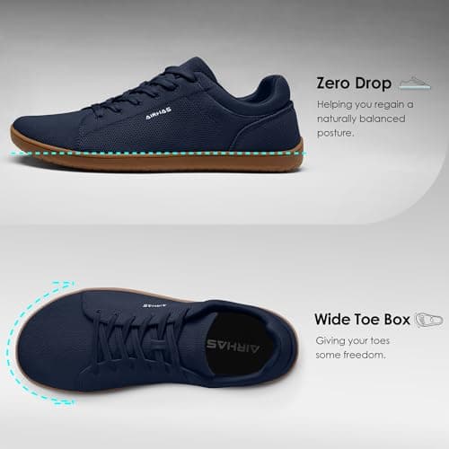 AIRHAS Mens Barefoot Shoes Lightweight Walking Shoes Wide Toe Box Flexible Zero Drop Sneakers for Men Summer Minimalist Casual Shoes(Navy/Gum,10.5) - Thumbnail 3