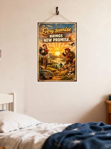 Every Sunrise Brings New Promise Tin Sign Vintage Morning Landscape Bear Rooster Coffee Camper Nature Art Rustic Metal Wall Decor Inspirational Plaque Cabin Farmhouse Home Gift 8x12 Inch - Thumbnail 4
