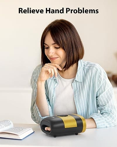 CINCOM Upgraded Hand Massager, Cordless Hand Massager with Heat and Compression for Arthritis, Carpal Tunnel and Stiff Joints, Fathers Mothers Day Gifts (Black & Yellow) - Thumbnail 3