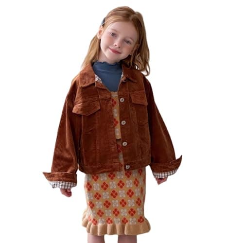 Eucluck Girl's Fashion Button Down Corduroy Lapel Jackets Teen Girl Retro Soft Outerwear Jackets with Pockets - Image 1