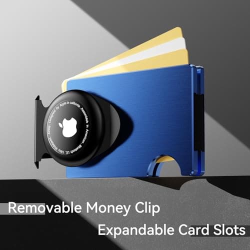 Apple Airtag Wallet Men Slim : Metal Air Tag Wallets Wallet with 2 Money Clip Replaceable Gift Boxed Set for Male Husband at Anniversay Brithday - Thumbnail 6