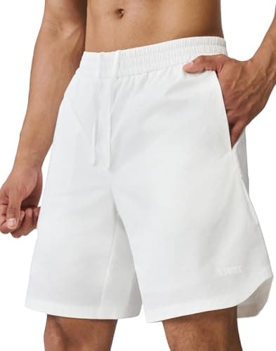 K-Swiss Men's Running Athletic Shorts 8" - Quick Dry Woven Workout Shorts for Gym Tennis Active Sports, White XS